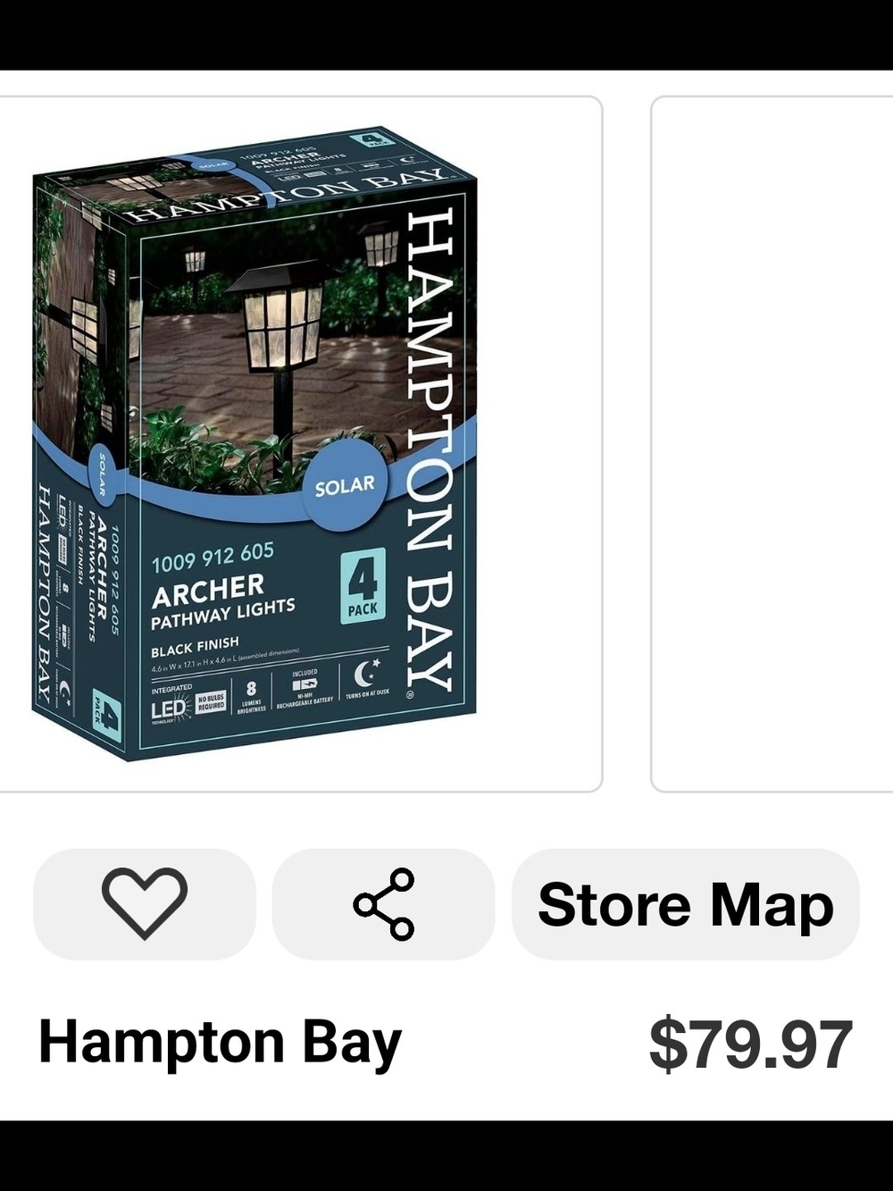 Hampton Bay Archer Solar Pathway Lights - Black (4 Pack)